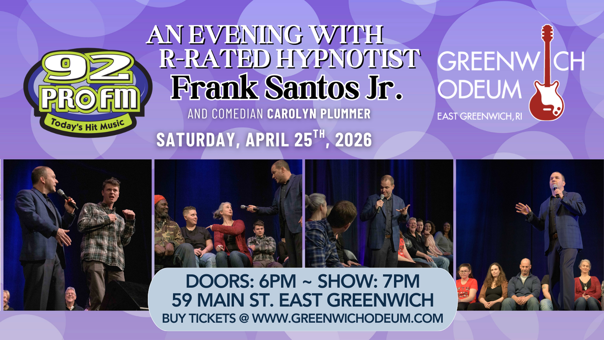 <h5>An Evening with </h5><h1>FRANK SANTOS JR. AND COMEDIAN CAROLYN PLUMMER </H1><h5>April 25, 2026 </h5>